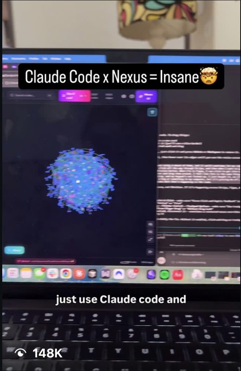 Instagram reel: Claude Code x Nexus = Insane — 148K views